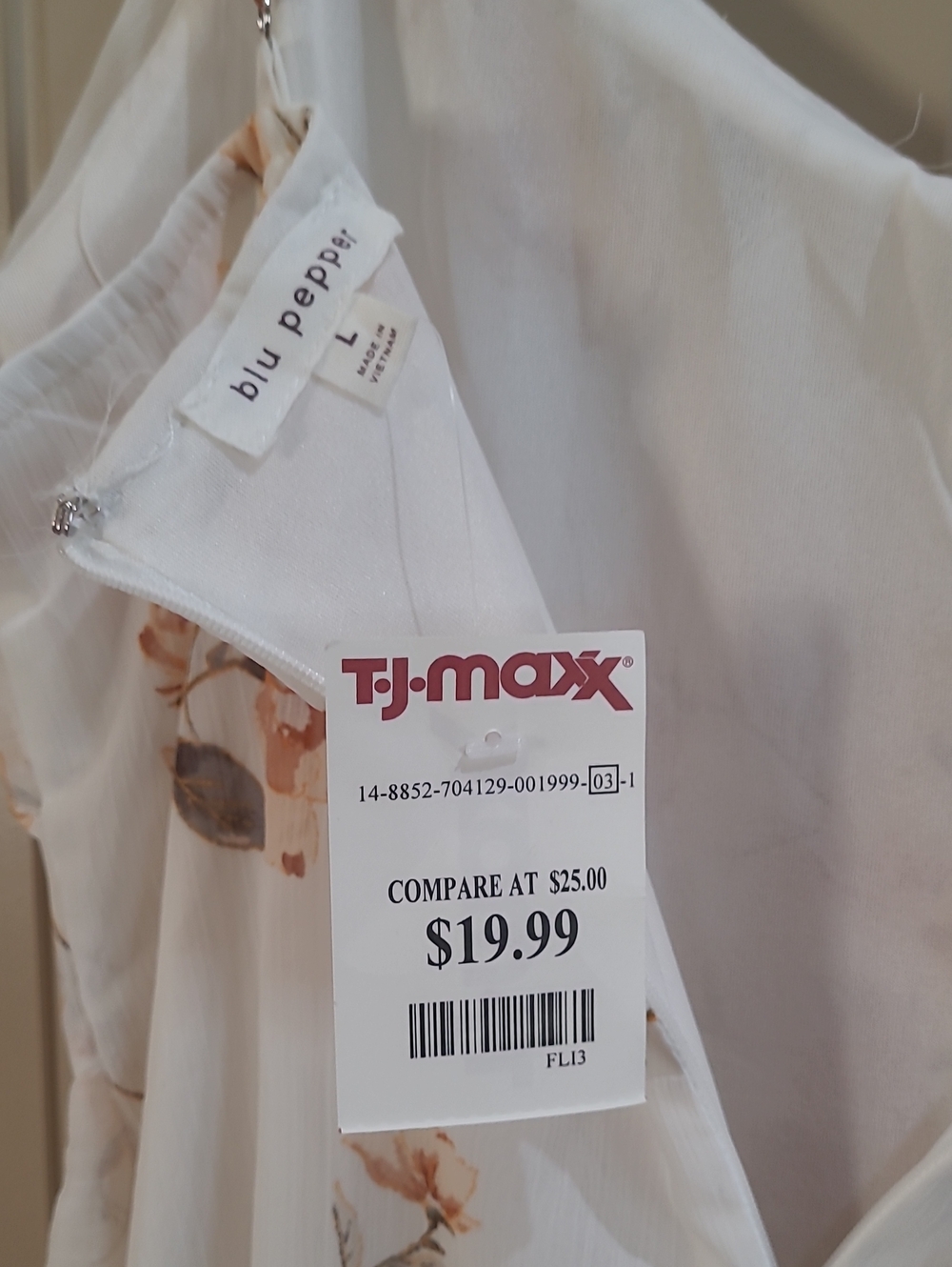Blu Pepper White Midi Dress with Beige Floral Print - Picture 2 of 3